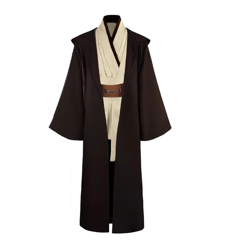 Obi-Wan Kenobi Men’s Jedi Costume – Adult Jedi Knight Robe, Hooded Tunic & Cloak Full Set for Halloween Cosplay & Dress-Up