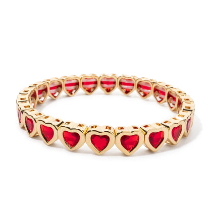 Brazalete de puño elástico para mujer 2024 Gold Love con diamantes de imitación color melocotón, joyería de moda