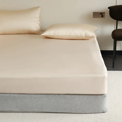 Luxury Mulberry Silk Fitted Sheet – Soft Elastic Mattress Cover for Single, Double, Queen & King Beds