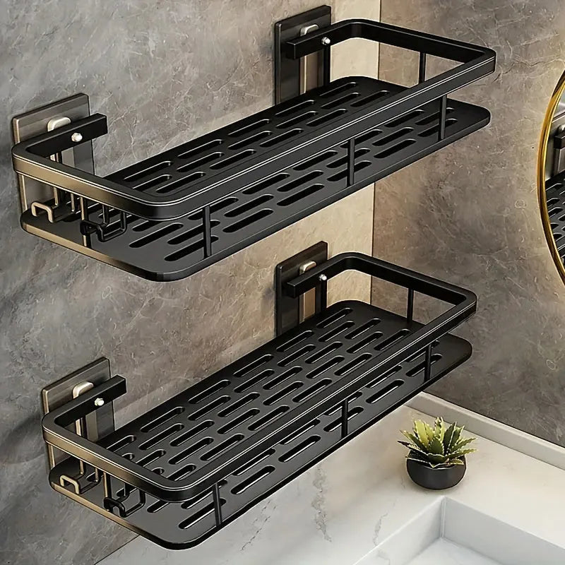 Estante de baño para montaje en pared sin taladros, organizador de almacenamiento de cocina para champú y artículos de tocador
