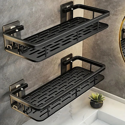 Estante de baño para montaje en pared sin taladros, organizador de almacenamiento de cocina para champú y artículos de tocador