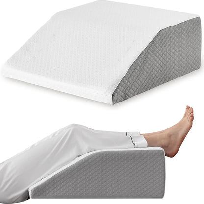 Almohada Elevadora de Piernas – Cuña de Espuma Viscoelástica de 8 Pulgadas para Dormir, para Quienes Duermen de Lado y para Descansar, Cojín de Soporte Ergonómico para Posicionar las Piernas, Confort y Relajación