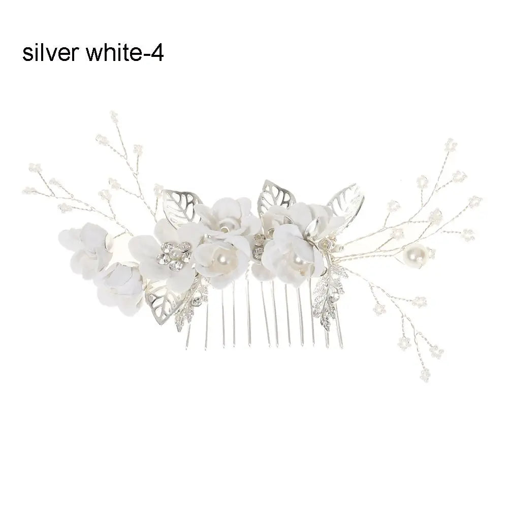 Luxury Floral Bridal Hair Comb with Gold Leaves – Crystal Wedding Hair Accessory for Brides & Prom