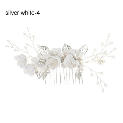 Luxury Floral Bridal Hair Comb with Gold Leaves – Crystal Wedding Hair Accessory for Brides & Prom