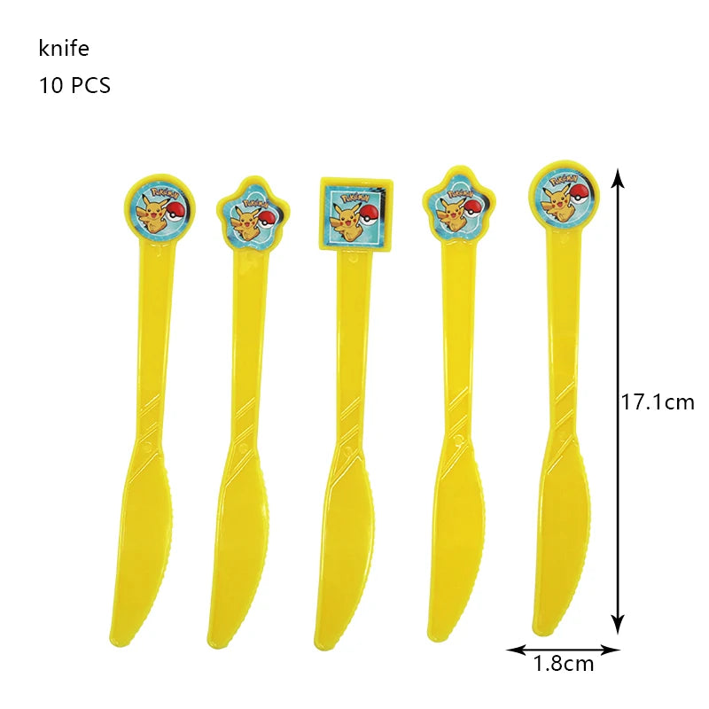 Pokémon Birthday Party Decorations – Lightning Pikachu Balloon Set with Disposable Tableware, Banner, Backdrop & Plates for Kids Events