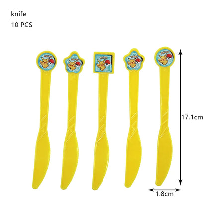 Pokémon Birthday Party Decorations – Lightning Pikachu Balloon Set with Disposable Tableware, Banner, Backdrop & Plates for Kids Events
