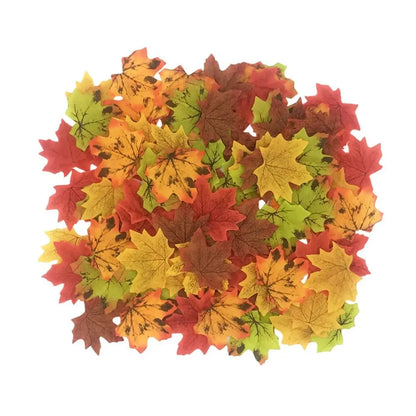 50PCS Artificial Maple Leaves – Handmade Silk Leaf Plants for DIY Crafts, Stacked Maple Leaf Arrangements & Autumn Decorations