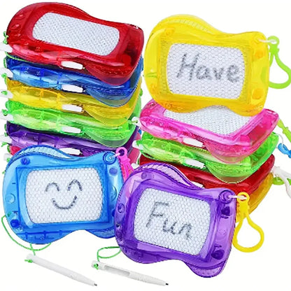 1PC Mini Magnetic Drawing Board Keychain – Colorful Erasable Doodle Sketch Writing Pad with Backpack Clip for Boys & Girls