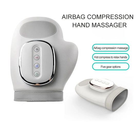 Electric Hand Massager Gloves – Airbag Compression, Vibration & Heat, Portable Hand, Finger & Wrist Massage Device for Relaxation