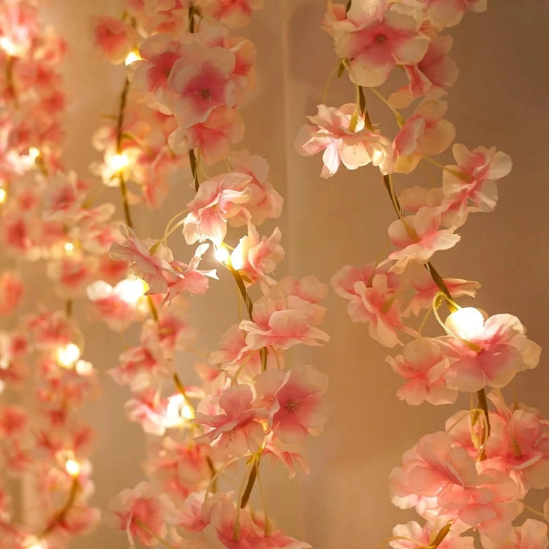 180cm Artificial Sakura Flower Vine – Silk Cherry Blossom Garland for Wedding, Garden, Arch & Home Décor