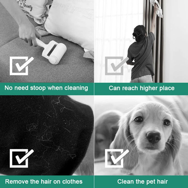 Long Handle Lint Roller – Retractable Pet Hair & Dust Remover for Clothes, Furniture, Bedding & Upholstery