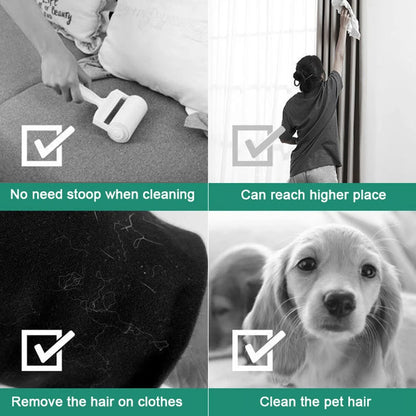 Long Handle Lint Roller – Retractable Pet Hair & Dust Remover for Clothes, Furniture, Bedding & Upholstery
