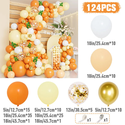 Matte Orange, Yellow, White & Gold Balloon Garland Arch Kit – Wedding, Baby Shower, 1st Birthday & Party Decorations