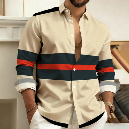Men’s 3D Printed Plaid Long Sleeve Shirt – Fashion Casual Streetwear Top for Outdoor Everyday Wear, Sizes S–6XL