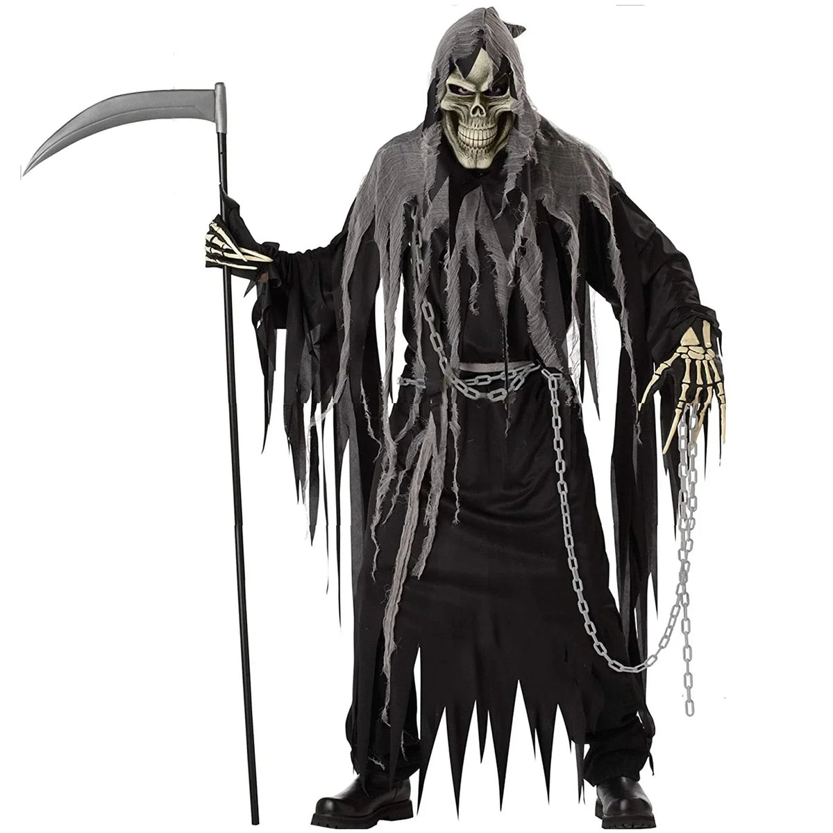 Adult Grim Reaper Horror Costume Set – Cold Scythe Monster Robe with Mask & Gloves for Halloween, Rave Parties, Mystery Events & Performances