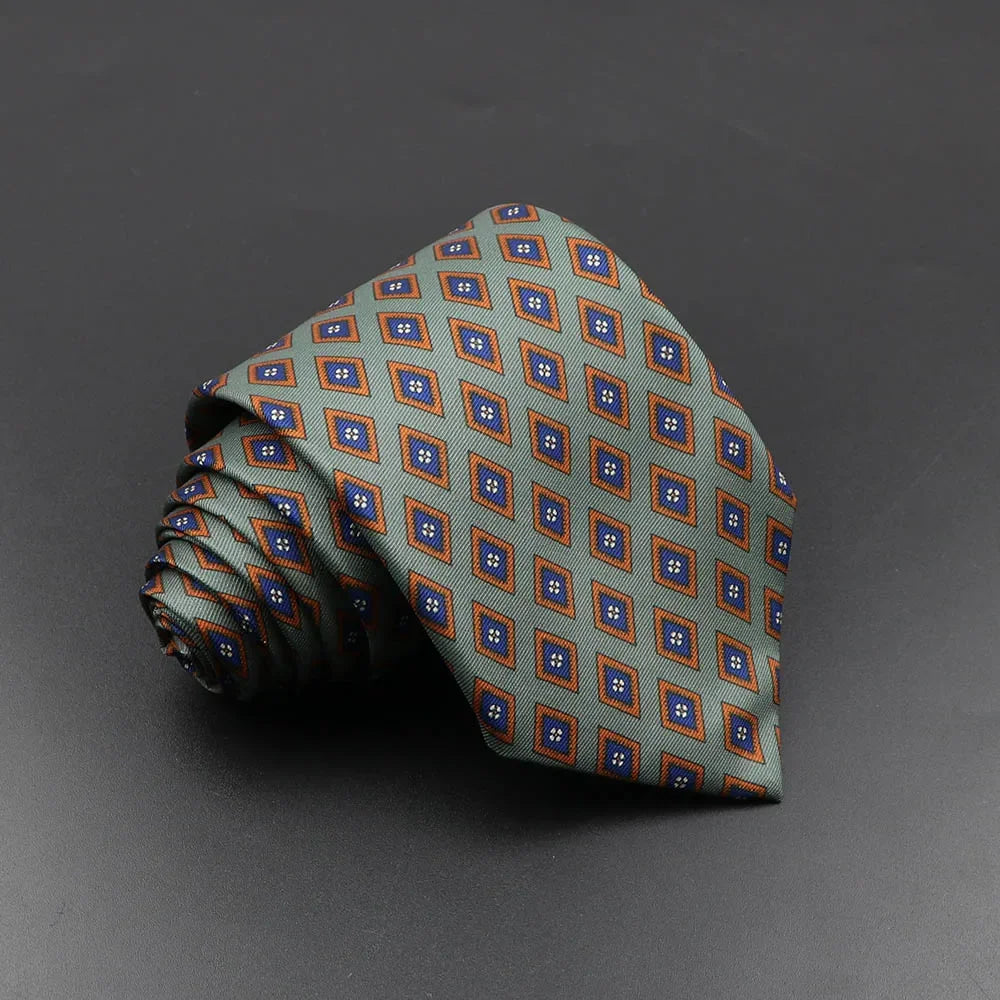 Men's 7.5cm Soft Silk Necktie – Floral & Dot Pattern Tie for Weddings, Business, Parties & Formal Wear
