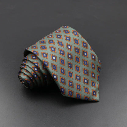 Men's 7.5cm Soft Silk Necktie – Floral & Dot Pattern Tie for Weddings, Business, Parties & Formal Wear
