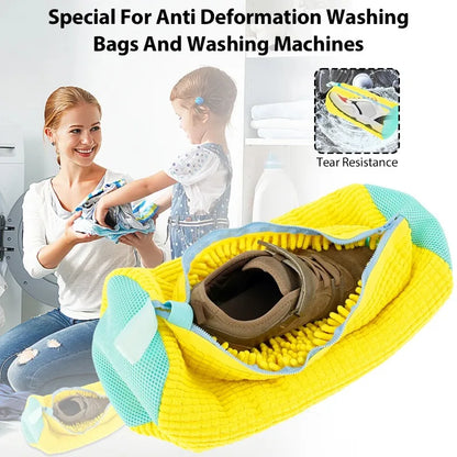 Shoe Washing Machine Bag with Cleaning Brush Set - Durable Reusable Laundry Bag for Sneakers, Running Shoes & Delicates (1, 2 or 4 Pack)