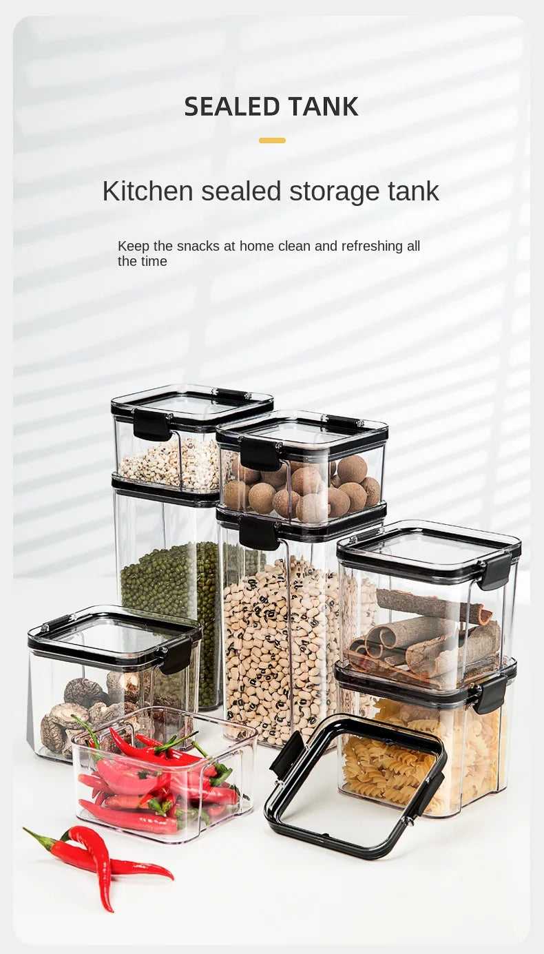 Juego de recipientes herméticos de cocina – Contenedores grandes de plástico para granos con tapas a prueba de humedad para almacenar alimentos y condimentos
