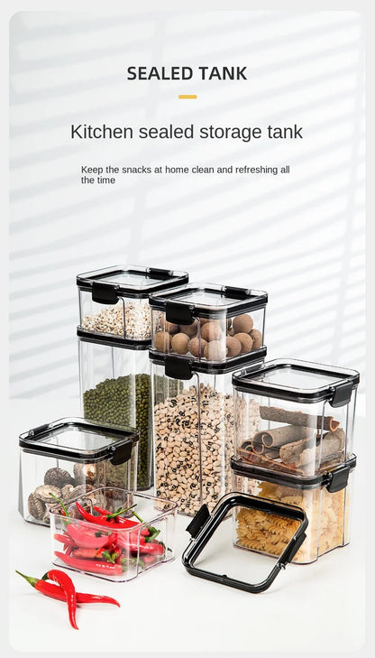 Juego de recipientes herméticos de cocina – Contenedores grandes de plástico para granos con tapas a prueba de humedad para almacenar alimentos y condimentos