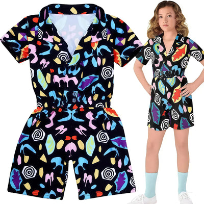 Stranger Things Season Cosplay Costume – 80s Retro Eleven-Inspired Short Sleeve Roleplay Outfit for Halloween Party & Stage Performance
