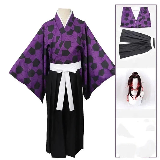 Ensemble de costume de cosplay – Perruque et autocollants de tatouage d'anime pour tenue de carnaval d'Halloween