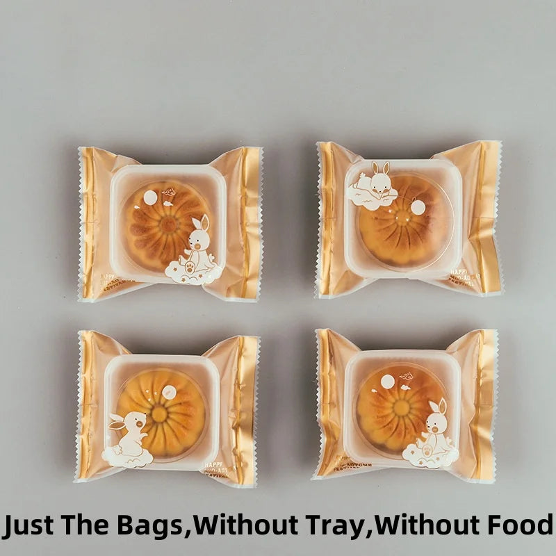 LBSISI Life 100 bolsas para galletas de luna – Bolsas de plástico transparentes para empaques de regalo caseros para festivales, galletas y crujientes de yema de huevo