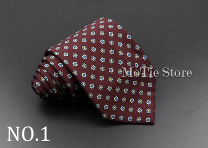 Men's 7.5cm Soft Silk Necktie – Floral & Dot Pattern Tie for Weddings, Business, Parties & Formal Wear