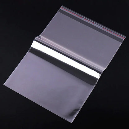 100 sacs auto-adhésifs transparents en OPP – Sachets d'emballage en plastique refermables pour vêtements, bijoux, biscuits, bonbons et emballage cadeau