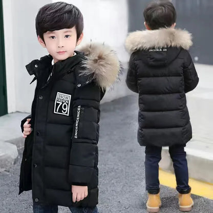 2026 Kids Winter Jacket, Thick Cotton-Padded Hooded Coat for Toddler Boys and Teens, Warm Down-Style Parka for Children