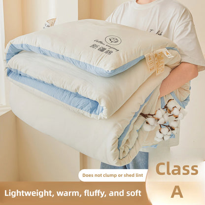 100% Cotton Filled Comforter – Soft Lightweight Warm Winter Quilt for Autumn & Cold Weather Bedding