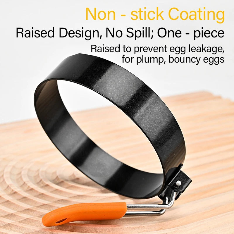 Stainless Steel Fried Egg Ring Mold – Non-Stick Egg Cooking Ring with Heat-Resistant Silicone Handle, Pancake & Scrambled Egg Shaper