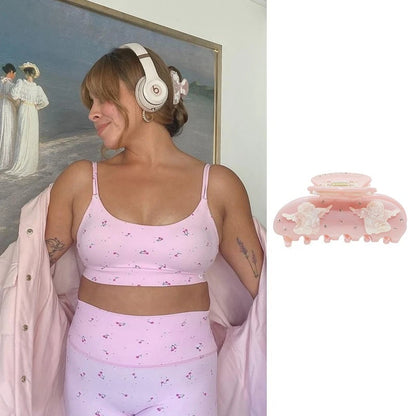 Pinzas para el pelo de cereza bonitas – Pinzas para el pelo de acetato con diamantes de imitación de frutas, flores y mariposas para mujeres y niñas | Accesorios para el pelo de moda Kawaii