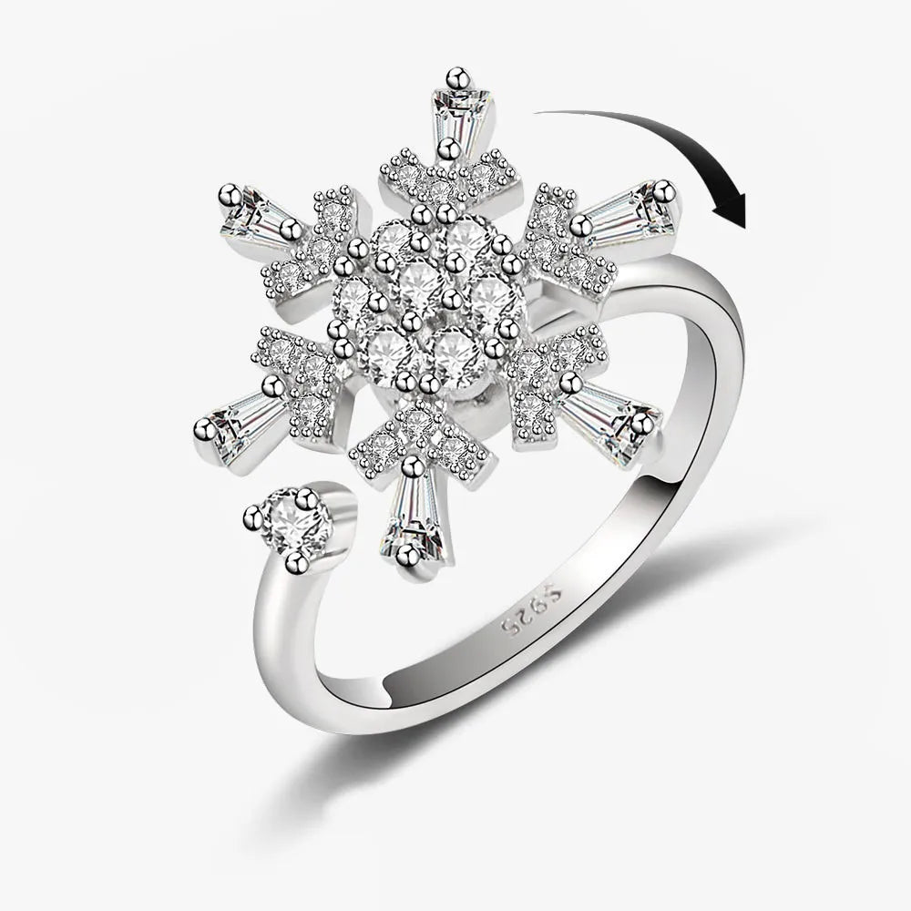 Anillo giratorio antiestrés de mariposa y flor con diamantes de imitación – Anillo giratorio antiansiedad para mujer | Joyería ajustable para aliviar el estrés