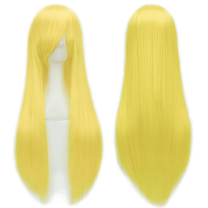 80cm Long Straight Multicolor Heat-Resistant Synthetic Cosplay Wig – Anime Halloween Party Costume Hairpiece
