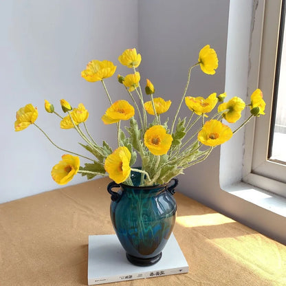 Artificial Poppy Flowers – Realistic Silk Faux Long Stem Flowers for Home Décor, Garden, Wedding Bridal Bouquets, Party Decoration & DIY Floral Arrangements