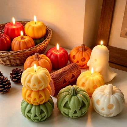 Halloween Mini Ghost Pumpkin Silicone Mold – 3D Stackable Candle Mold for DIY Soap, Resin, Plaster Crafts & Home Decor