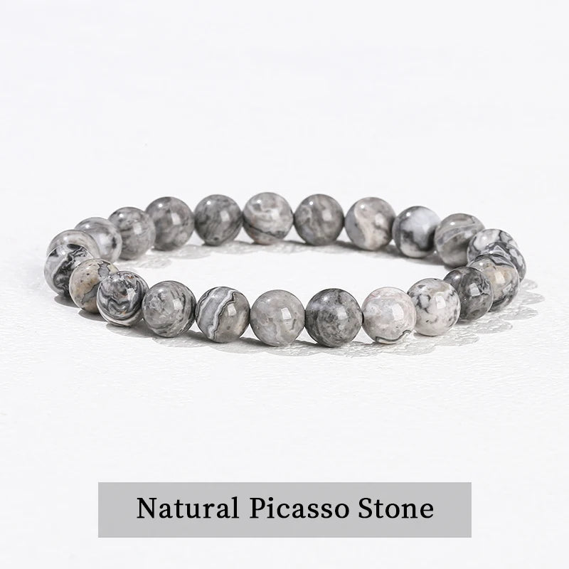 Pulsera de Cuentas de Piedra Natural – Pulsera de Gemas de Amatista, Ojo de Tigre, Cuarzo Cristal y Ágata para Mujeres y Hombres, Regalo de Joyería de Energía Reiki