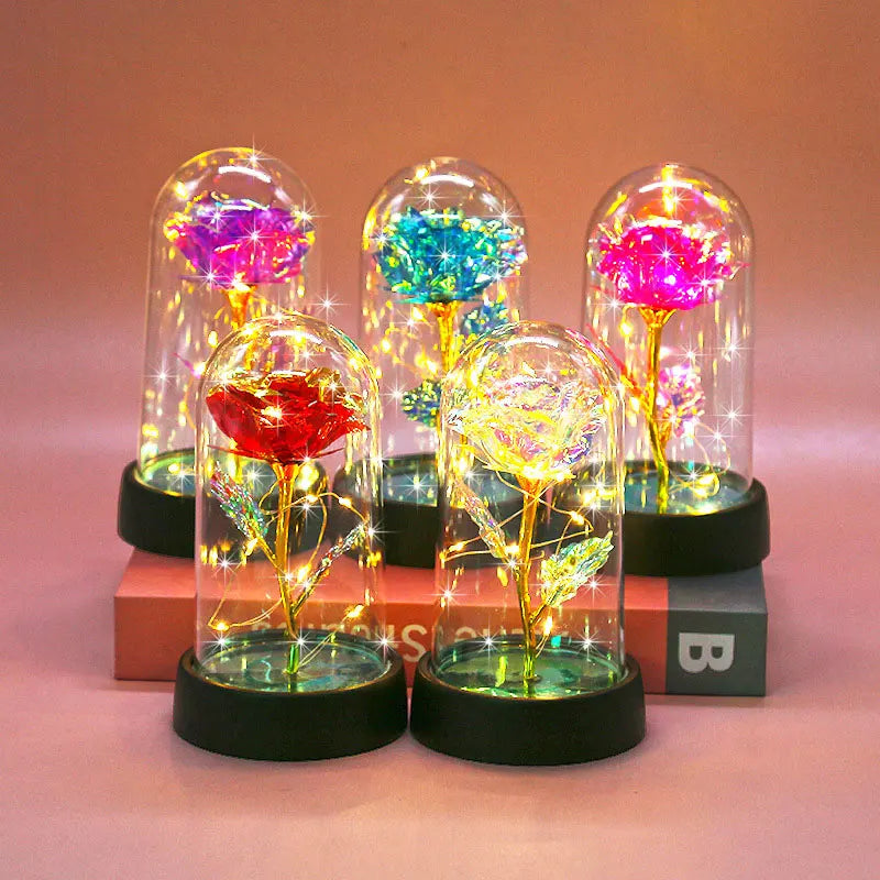 Eternal Rose LED Light in Glass Dome – Romantic Valentine’s Day Gift for Girlfriend | Forever Flower Decoration for Wedding, Mother’s Day & Bridesmaid Gifts