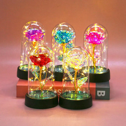 Eternal Rose LED Light in Glass Dome – Romantic Valentine’s Day Gift for Girlfriend | Forever Flower Decoration for Wedding, Mother’s Day & Bridesmaid Gifts