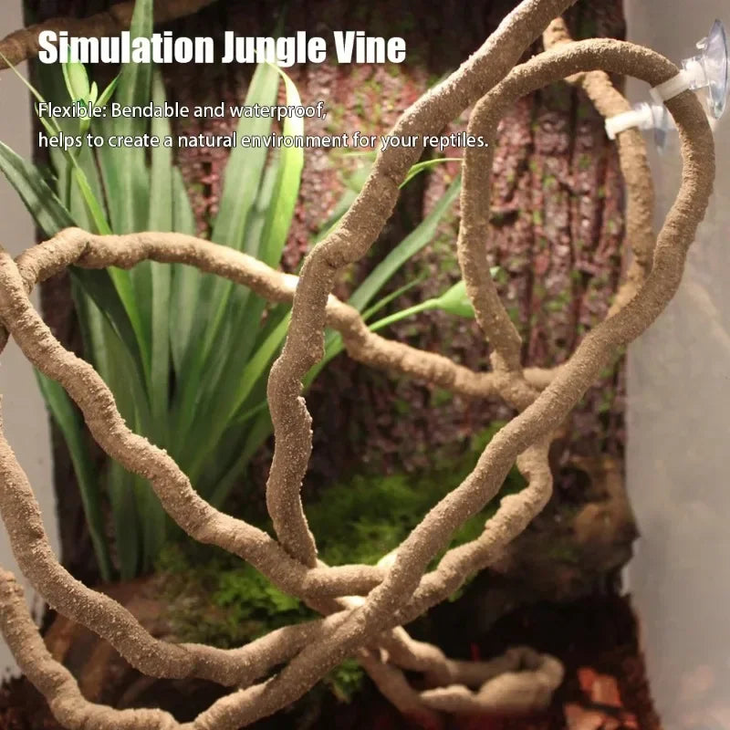 Bendable Reptile Jungle Vines – Flexible Foam Rattan Fake Branches for Lizard & Chameleon Terrariums, Rainforest Habitat Landscaping Decor