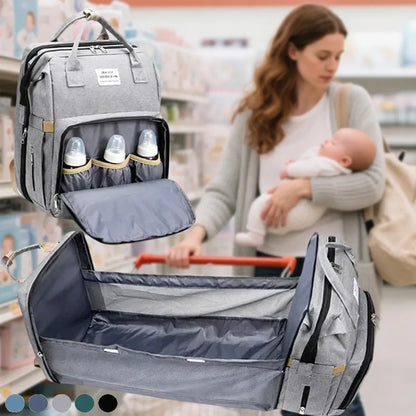 Sac à langer de grande capacité pour bébés avec matelas à langer – Sac à langer de maternité imperméable pour mamans avec rangement pour biberons et lit de bébé