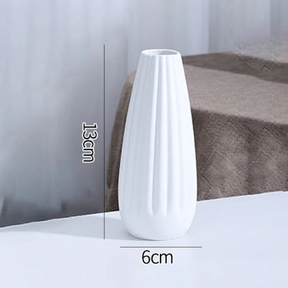 Florero Nórdico de Cerámica Blanca – Jarrón Decorativo Moderno para Sala de Estar, Decoración del Hogar y Escritorio