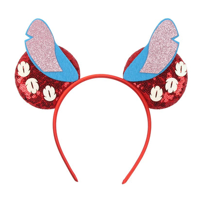 Diadema de orejas de Mickey Mouse de Lilo & Stitch – Lazo de lentejuelas de 5" Accesorio para el cabello de dibujos animados para mujeres y niñas | Diadema para fiestas y festivales