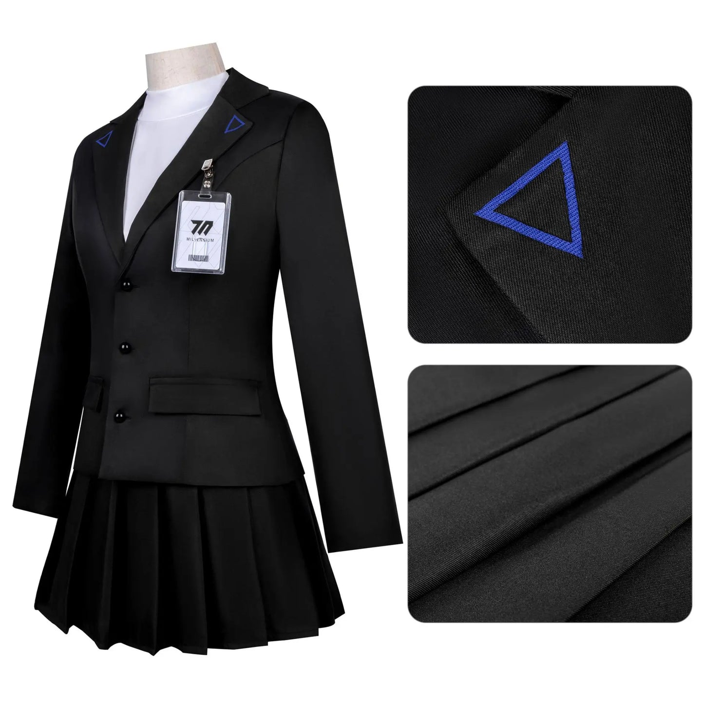 Blue Cosplay Costume Women's JK School Uniform Set – Jacket, Skirt & ID Card