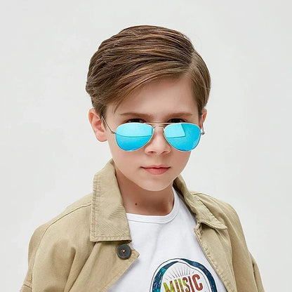 Kids' Polarized Pilot Sunglasses – Classic Metal Frame Children's Eyewear with UV400 Protection for Girls & Outdoor Activities