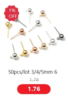 Clous de boucles d'oreilles en acier inoxydable doré, 50 à 100 pièces, avec attaches – Tiges de base vierges pour la fabrication de bijoux et boucles d'oreilles DIY
