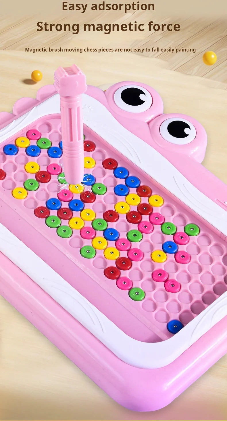Pizarra magnética de cuentas para niños – Juguete educativo Montessori para garabatear con bolígrafo de rompecabezas, juego creativo de dibujo y aprendizaje para niños de 3 a 8 años, regalo STEM interactivo
