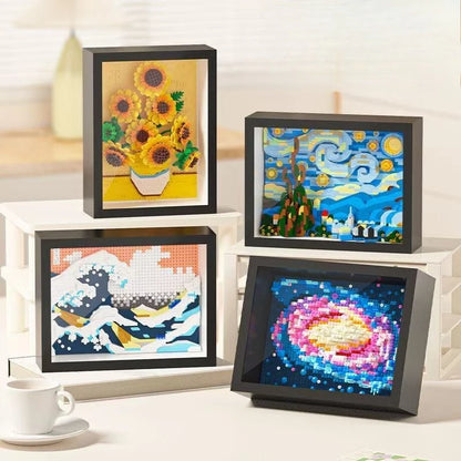 3D Diamond Building Block Art Set with Display Box – Van Gogh Sunflowers, The Starry Night & Great Wave Inspired Model, Kids' Gift