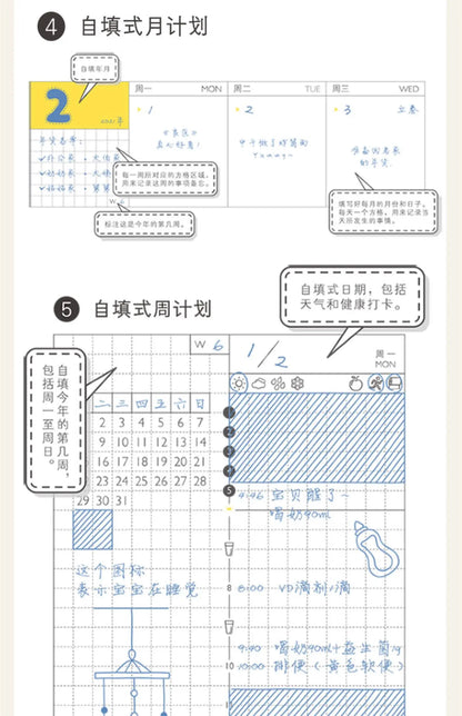 Kinbor Undated Weekly Planner – Portable Daily, Monthly & Schedule Journal Notebook